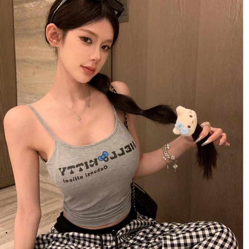 Amerikanisches Retro-Damen-Schlankheits-Süßes Buchstaben-Camisole