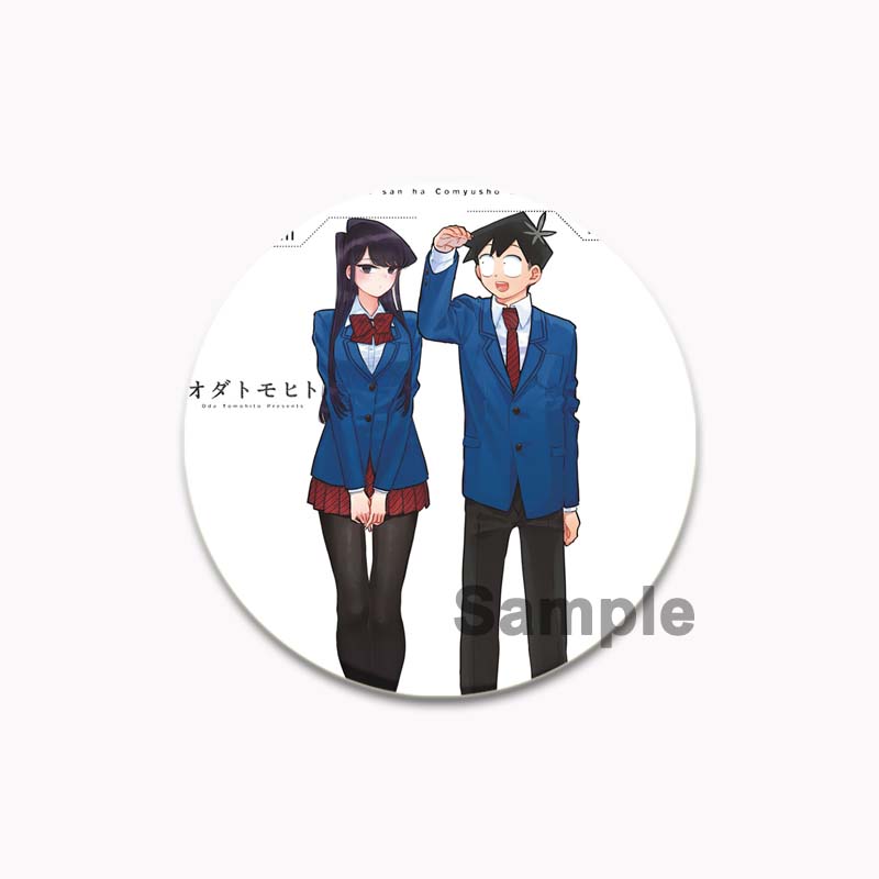 32/44/58mm Komi Cant Communicate Round Pin Cute Girl Cartoon Snap-in Brooches for Backpack Cothes Accessories Anime Collection Badge