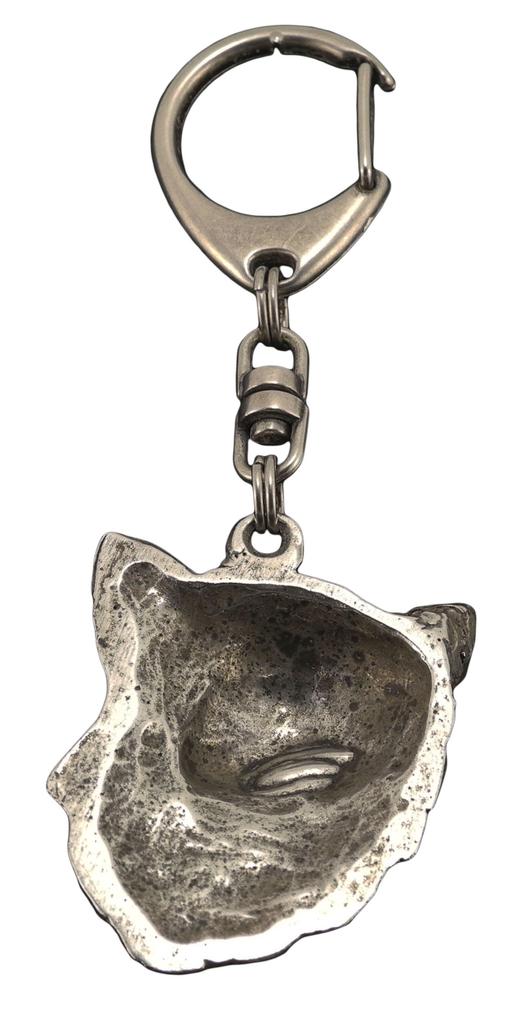 Chihuahua Long-haired - Silver-plated Key Ring with Dog, Handbag Decoration, Backpack Pendant by Art-Dog Brand