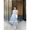 Rou8Ao Plus-Size Women's French-Style Short-Sleeve Dress 2026 Summer Slimming Waist-Cinching Doll Collar Long Dress for Curvy Women