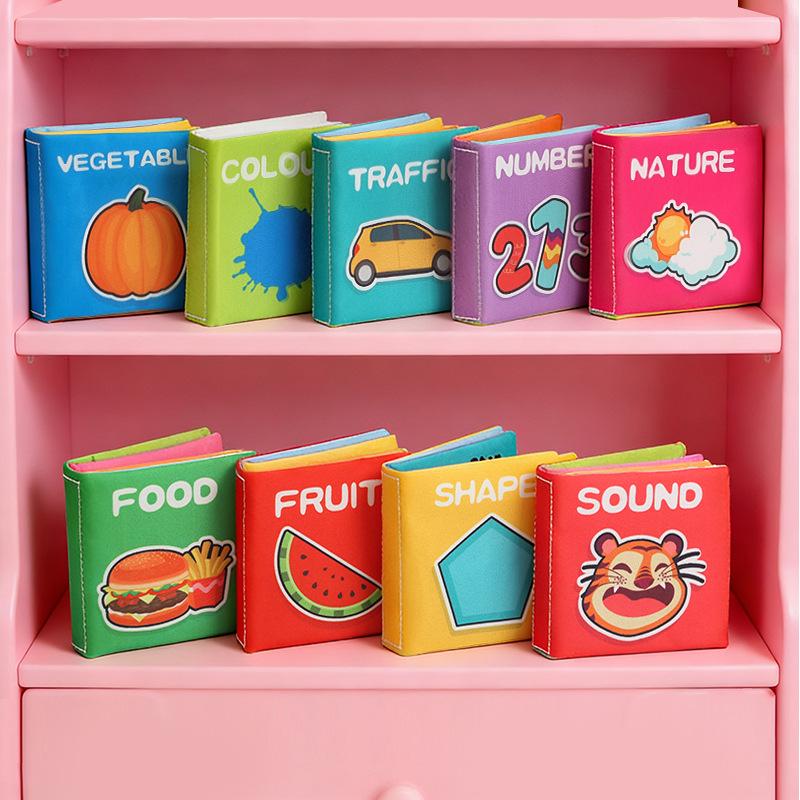 

Palm-Sized Cloth Books for Infants and Toddlers: 9-Book Set with 4-Page Tear-Resistant, Chewable Design for Early Education and Cognitive Development.