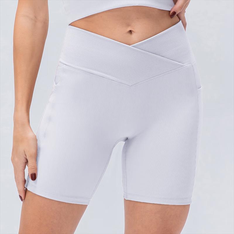 Yudong Women's High-Waisted Cross-Waist Yoga Shorts