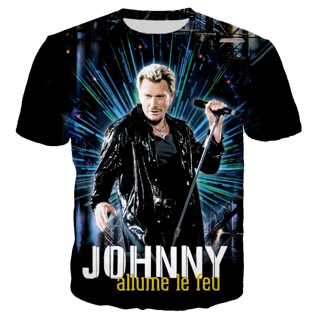 Most Popular Pop Singer Johnny Hallyday 3D Printed T-shirt Men Women Rock Casual Streetwear Clothes Hip Hop Harajuku Tops