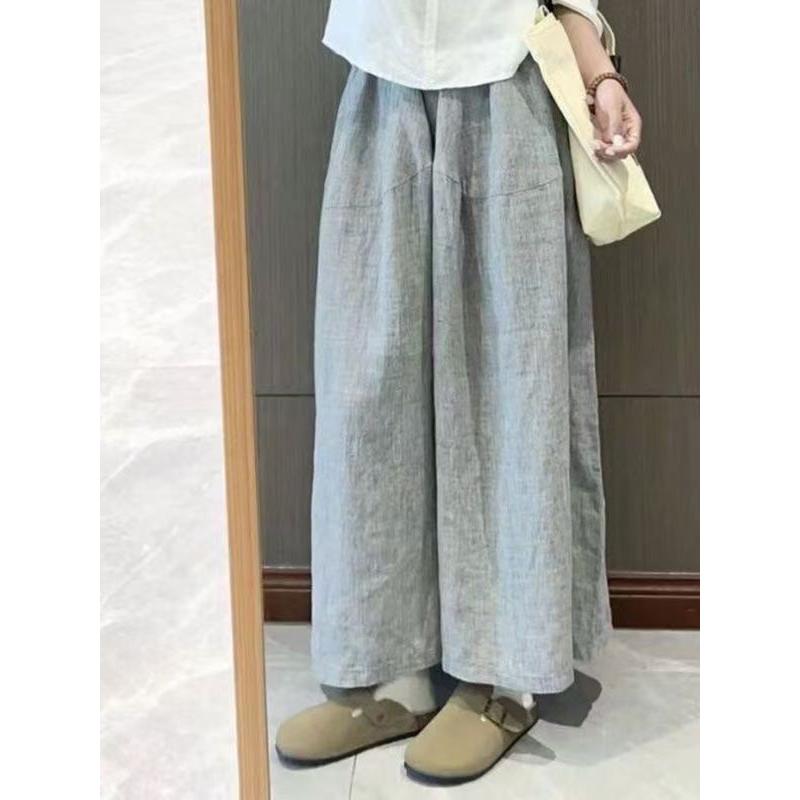 

Womens Casual Linen High Waist Maxi Skirt M сірий