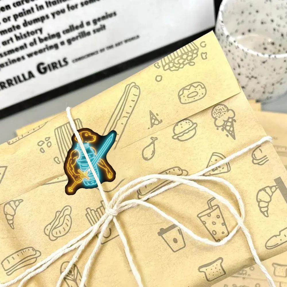 500 Stück/Rolle Neon Tung Tung Sahur Aufkleber Italienische Gehirnfäule Decals DIY Tagebuch Schreibwaren Kühlschrank Belohnung Abstraktes Siegel Etikett Aufkleber