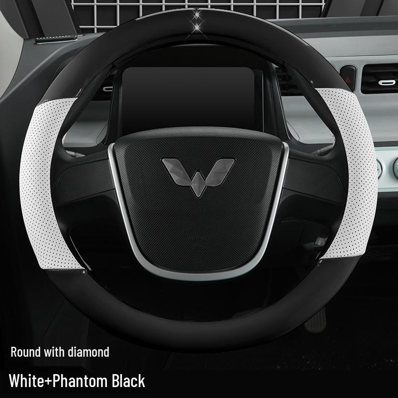 Glossy White Stain-Resistant PU Steering Wheel Cover for Hongguang MINI 2022