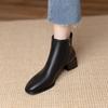 Elegant With Medium Heels Women'S Ankle Boots Autumn Winter Leather Fleece-Lined Booties High Quality Chelsea Female Short Shoes