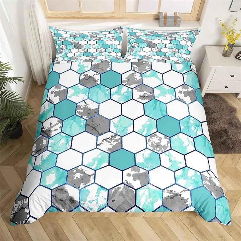 Geometric Bedding Set Marble Print King Duvet Cover Microfiber Modern Design Comforter Cover Single Queen For Kids Teen Adults
