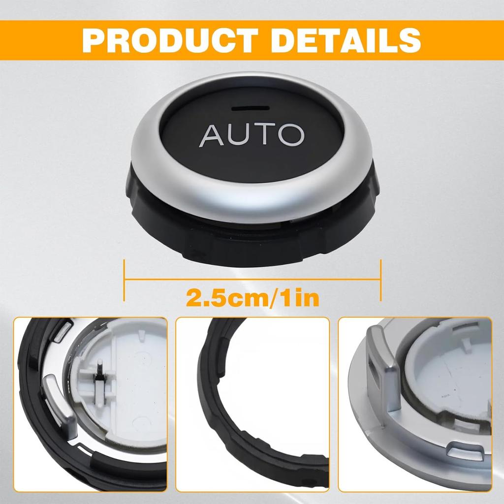 2Pcs Front/Rear AC Climate Control Knob Button Cover Compatible with BMW 5 6 7 Series X5 2014-2018 X6 2014- Replace for 61319393931