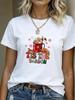 (Asian Size) Lovely Season T Shirt Print Casual New Year Short Sleeve T-shirts Merry Christmas Fashion Women's Top O-neck Clothing Graphic Tee