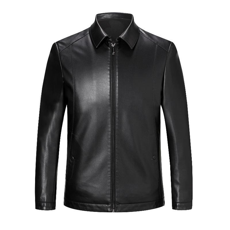 Spring and Autumn Genuine Leather Jackets for Men  Sheepskin Lapels  Middle-aged Men's Casual Leather Jackets