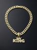 Crown Letter KING Rhinestones Pendant Thickened Cuban Link Chain Trendy Men Hip-hop Jewelry Manufacturer Wholesale