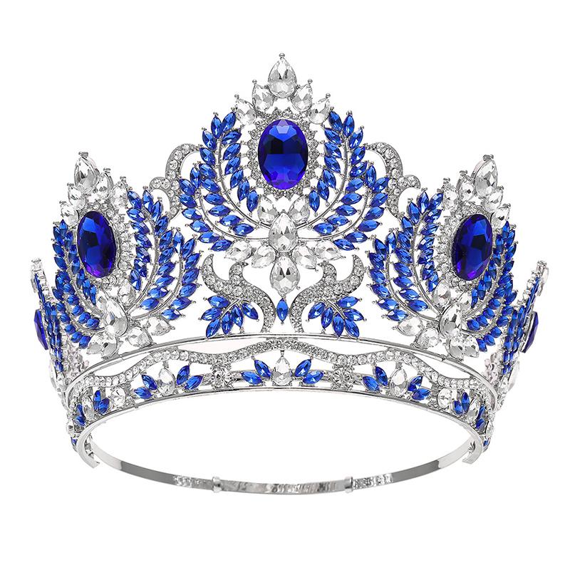 Baroque Big Diadem Rhinestone Crystal Tiaras for Queen Bridal Wedding Head Jewelry Large Crown Pageant Bride Headwear