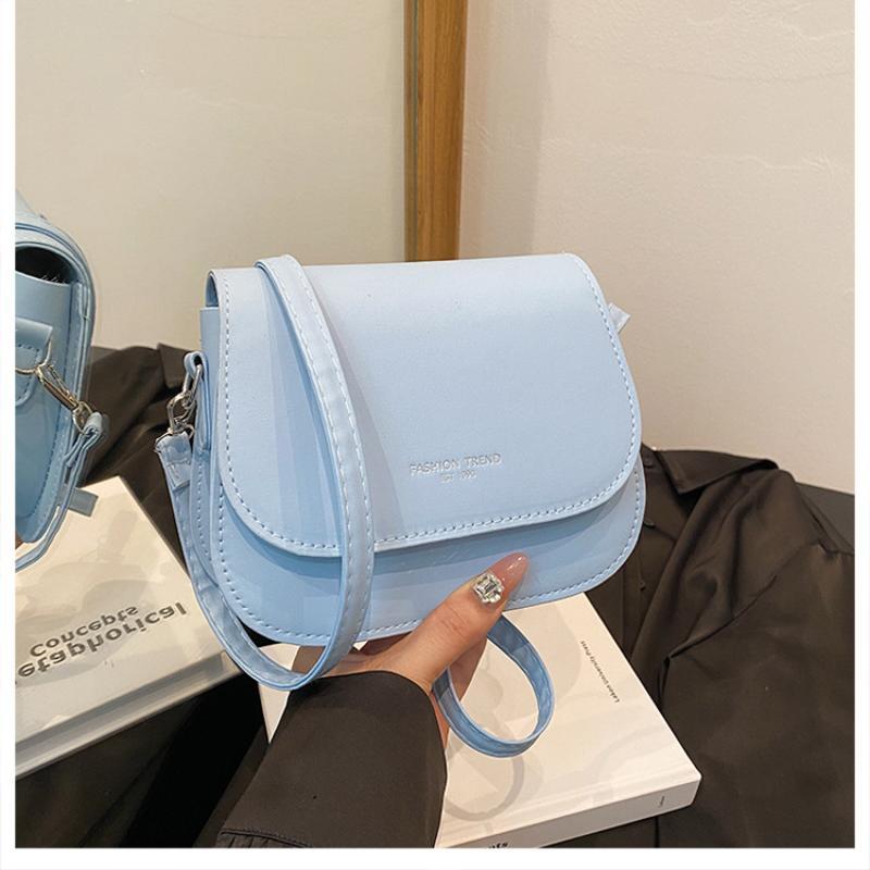 Shoulder Bag Waterproof PU Leather Simple Solid Color Flap Crossbody Messenger for Daily Commute Travel Shopping