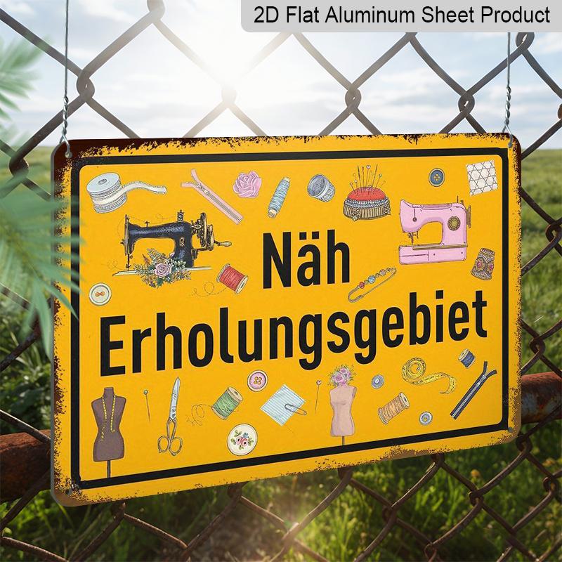 2D Flat 1pc Aluminium Metal Sign Plaque, German "Erholungsgebiet Für Nähere", 8*12inch, Ideal for Home Decor, Clubs, and Outdoor Decoration - Durable