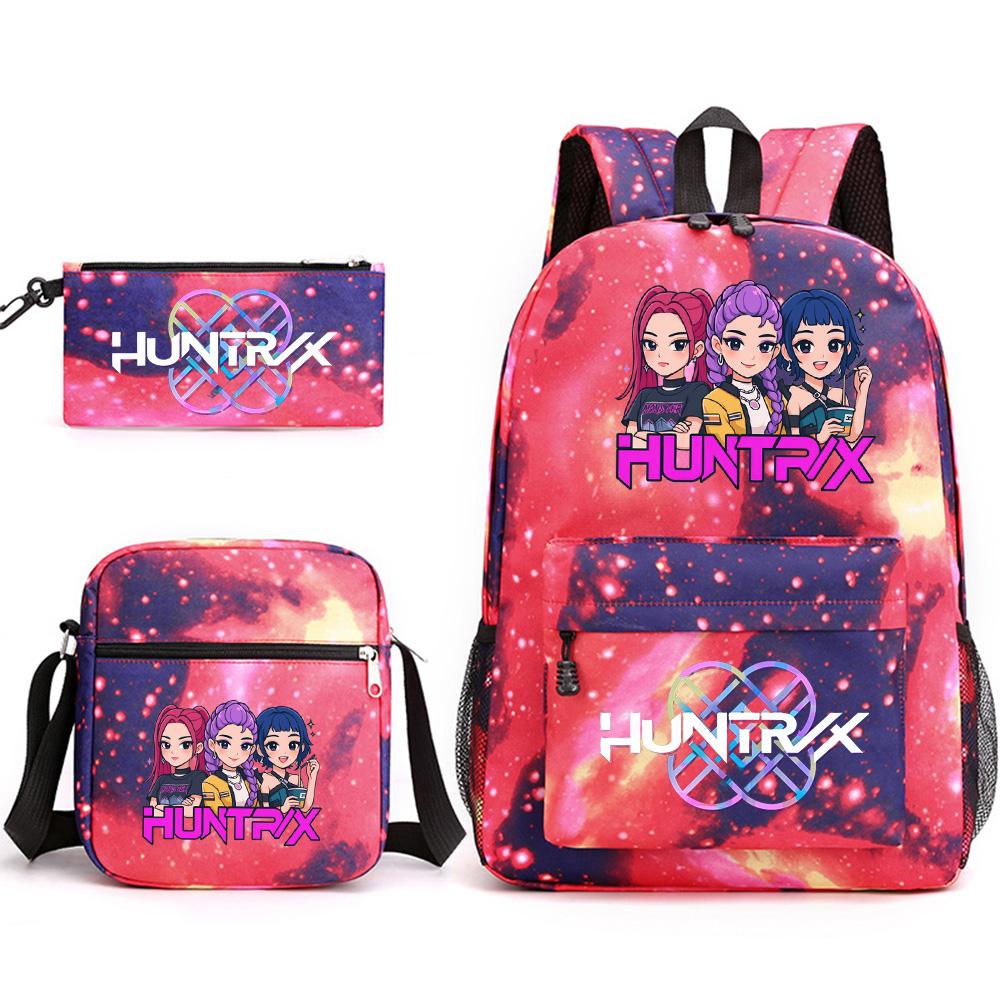 3Pcs/set Anime Cartoon Printed Backpack with Shoulder Bag Pencil Case for Teenager Student Boy Girl School Bag Large Capacity Bookbag Kid Gift Rucksak
