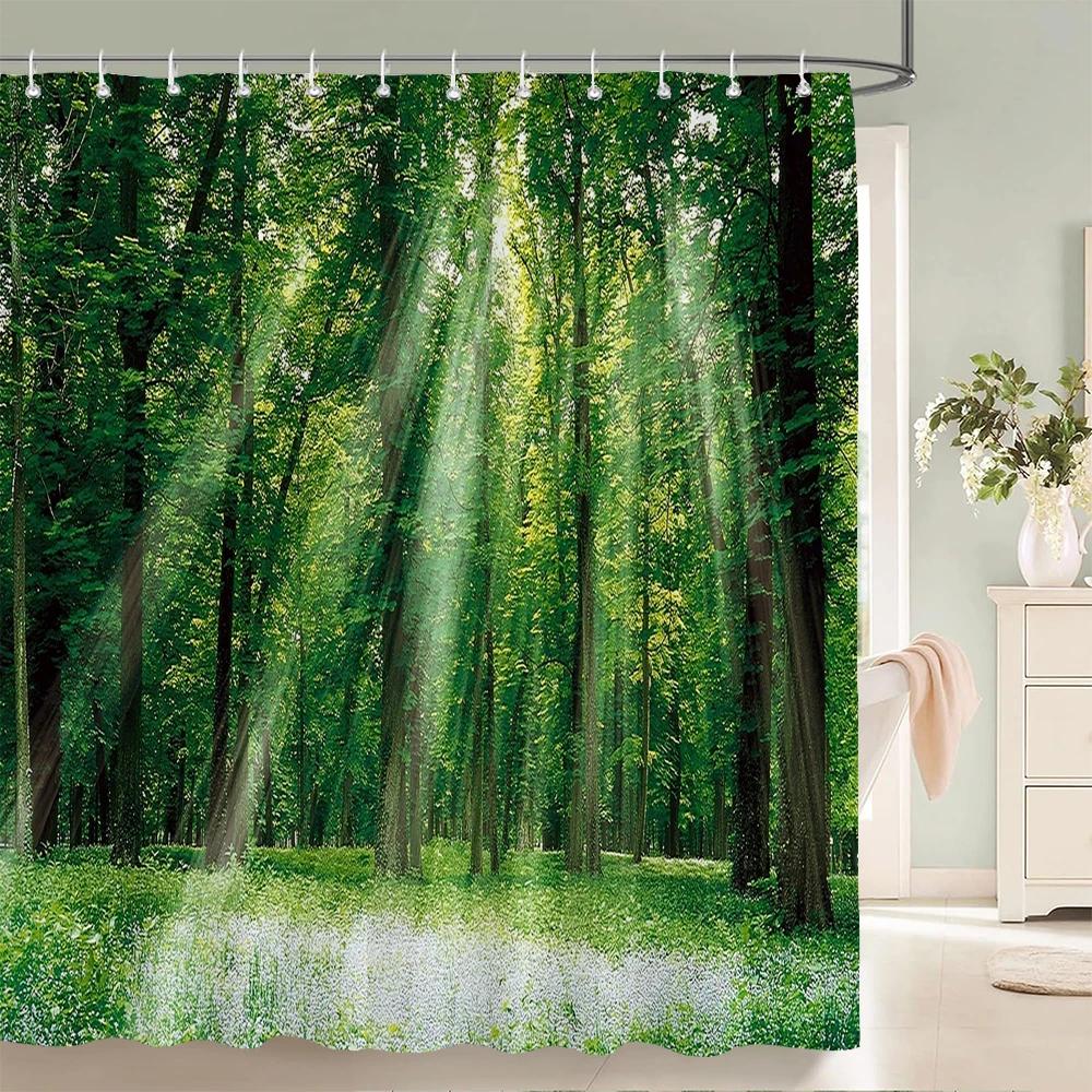 3D European town rural forest landscape printing bathroom waterproof shower curtain polyester curtain home decoration curtains