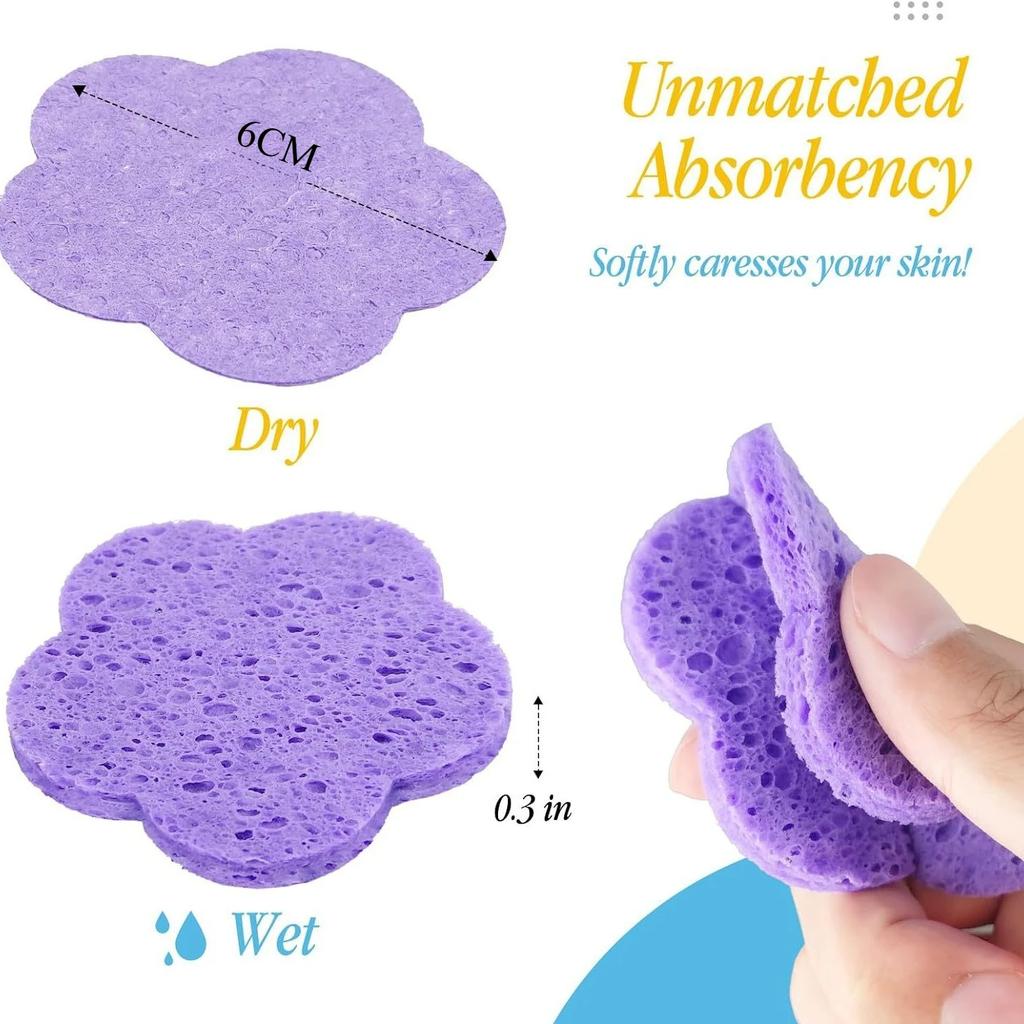 Natural Cellulose Facial Sponge Thick Reusable Compress Pad for Deep Exfoliation Mask Application Makeup Removal