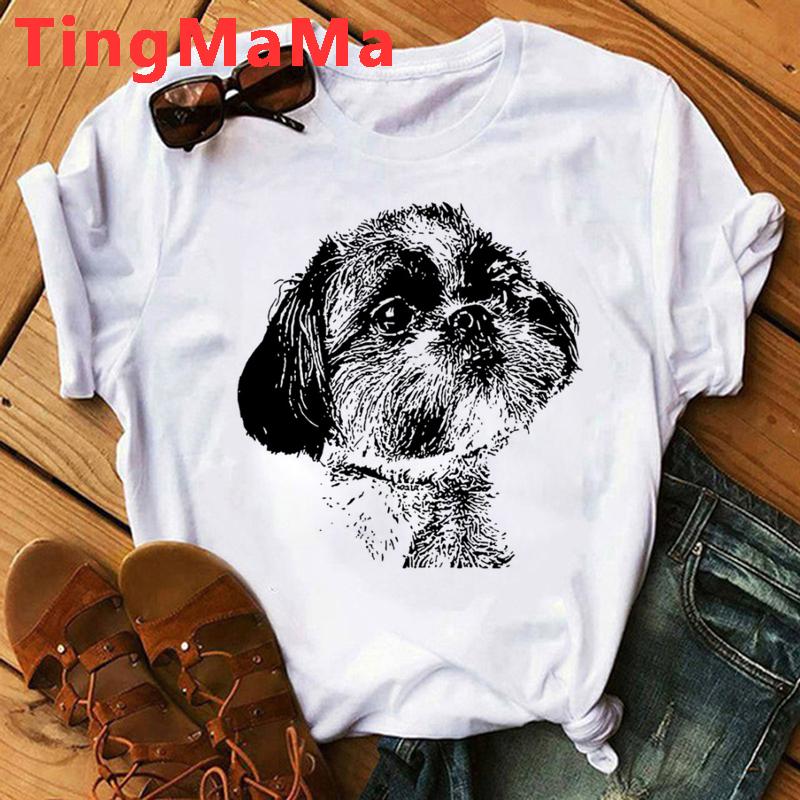 Maminka Tričko Ženy Harajuku Letní topy Kreslený Shih Tzu Grafika Trička Kawaii Módní Unisex topy