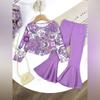 Kids Cartoon Casual Fashion Outfit Set Long Sleeve Top & Pants