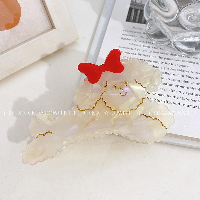 Korean Cute Poodle Dog Acetate Hair Clip: French High-End Hair Claw