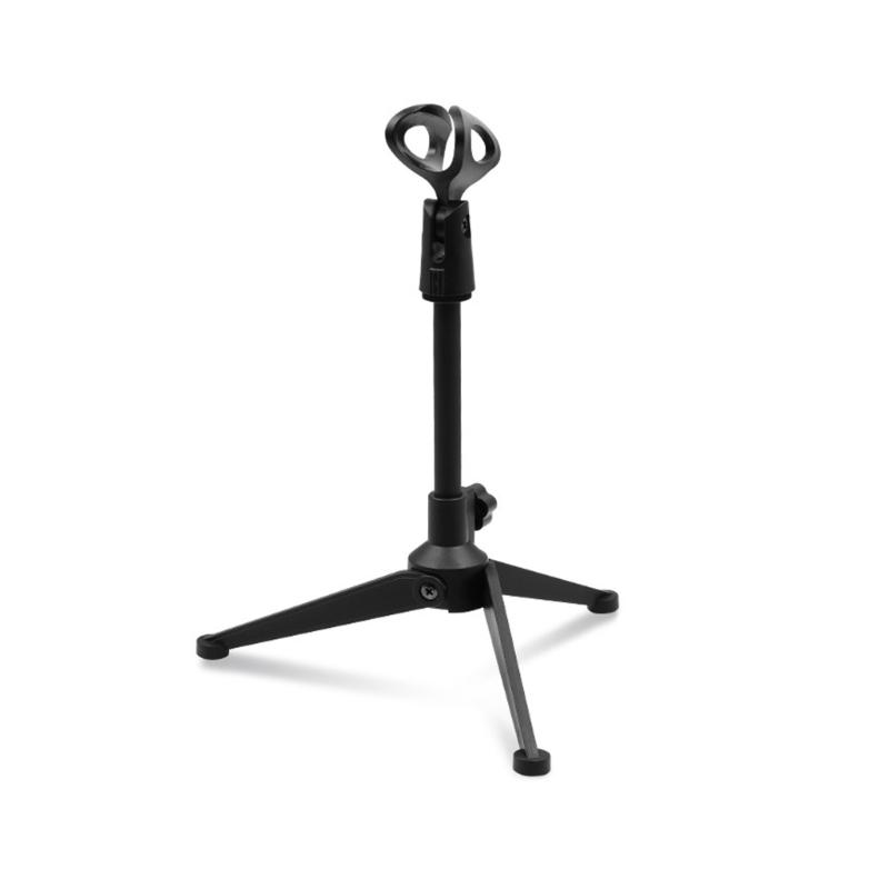 Solid Metal Tripod Desktop Microphone Stand With Adjustable Height 22-27cm For Streaming Podcasting And Live Broadcasting