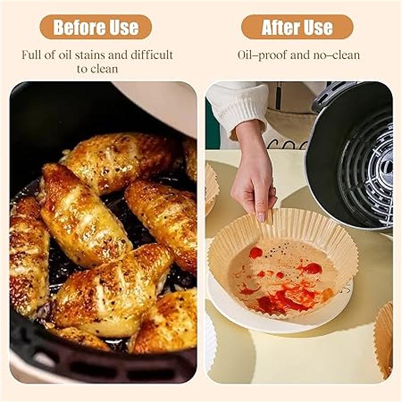 50PCS Air Fryer Disposable Paper Liner Non Stick Special Round Size Baking Papers for Cooking/Steaming Kitchen Accessories