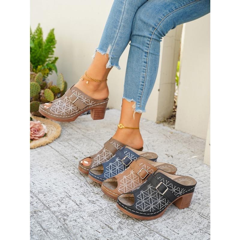 Women's High-Heel Closed-Toe Backless Hollow Fashion Sandals, Stylish Comfort Footwear, Available In Large Sizes.