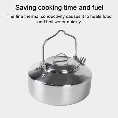 Outdoor Edelstahl Wasserkocher Verriegelung Griff Camping Hing Topf Tragbare Kaffeekanne Picknick Herd 1L