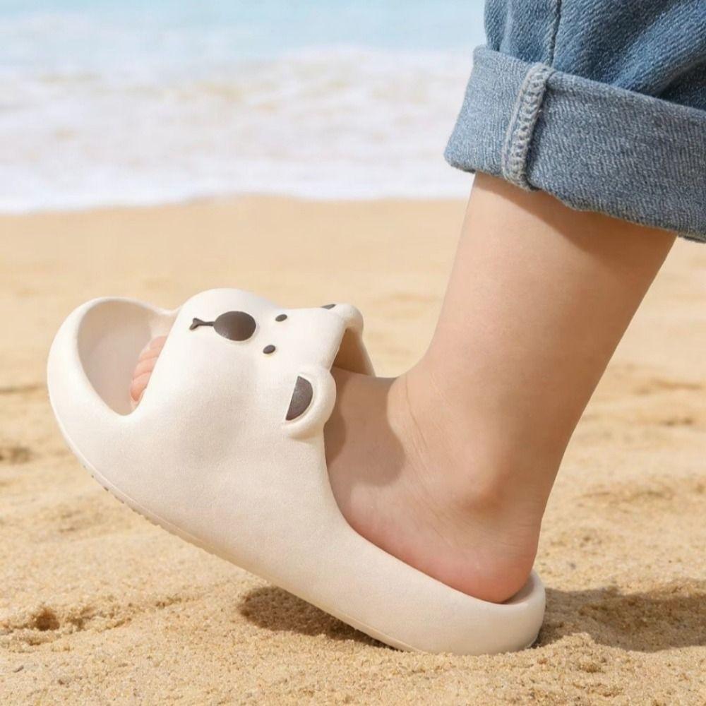 Soft Sole Cartoon Slippers Cartoon Design Thick Sole Slippers Practical Indoor Flip Flops  For Kids