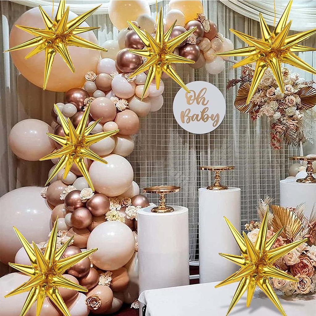 8 Pcs Star Balloons, Huge Gold Explosion Star Aluminum Foil Balloons for Birthday, Baby Shower, Wedding, Bachelorette Party