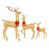 Christmas Lighted Reindeers Family with Red Bow Props Decor Holiday Luminous