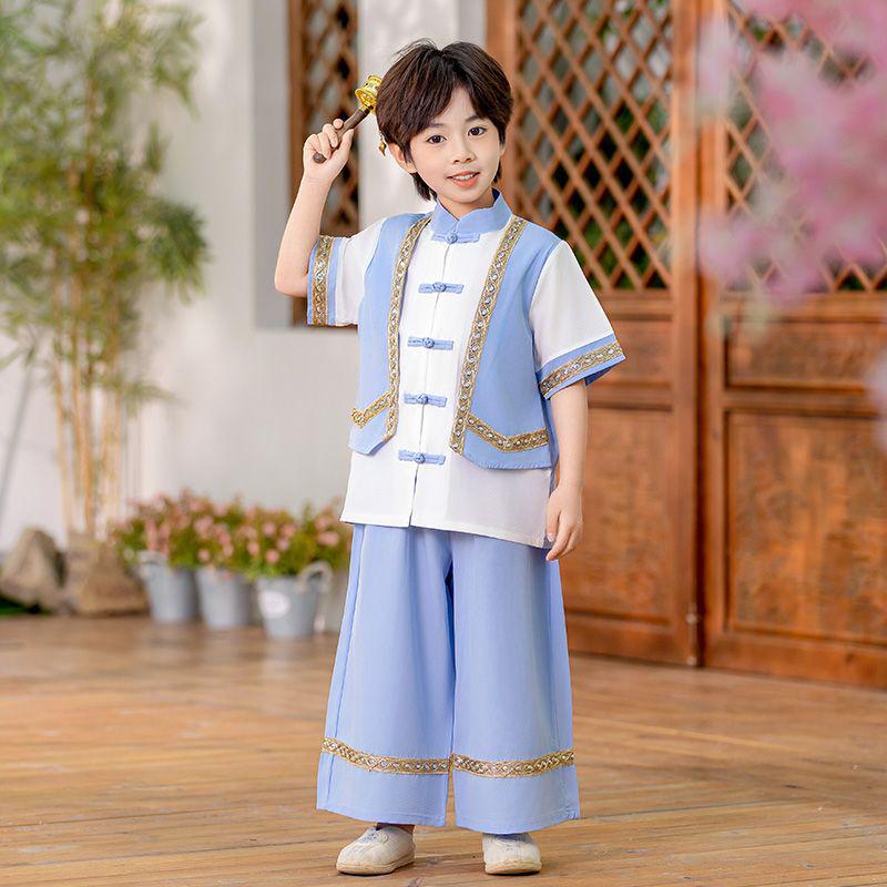 Autumn Miao Ethnic Costume for Boys & Girls Tang Suit Hanfu Dress