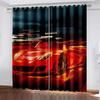 3D Trendy City Sports Car Scenery 3D Printing Semi Sunshade Window Curtain Polyester Fabric For Bedroom Hook Accessories  2pcs
