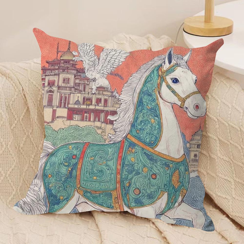 Luxury Dream Pegasus Cushion Cover Silky Short Plush DoubleSided Printed Pillow Case for Sofa All Seasons Home Decor Gift