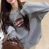 Women's Oversized American Retro Plush Hoodie - Korean Style, Unisex, Spring & Autumn 2026 Collection