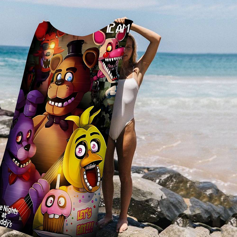 

Anime F-Fnaf F-Five-N-Nights-At-F-Freddys Microfiber Blanket Quick Drying Beach Towels Oversized Printing Super Absorbent Pool W40*H60(CM)
