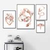 Flower Anatomy Canvas Painting Heart Lungs Skull Organ Poster Stethoscope Wall Art Printed Picture Medical Education Decoration