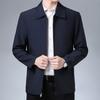 Men Coat Smooth Zipper Lapel Collar Solid Color Middle-aged Men Casual Jackets for Cold Weather