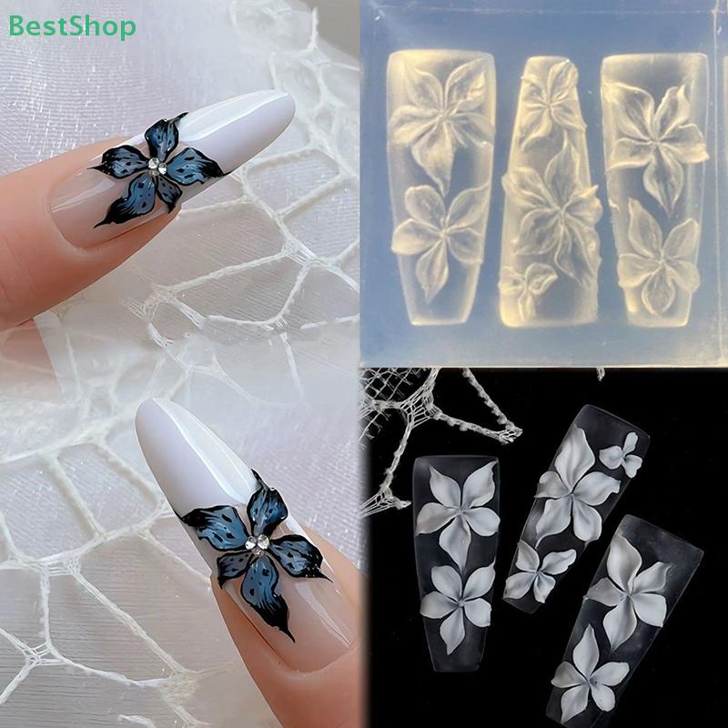  3D Silicone Nail Art Template Carving Curved Lily Flower Transparent Nail Art Decor DIY Nail Art Mold