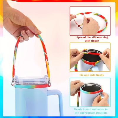 Silicone Water Bottle Handle Fit Most 8-40oz Bottle Water Bottle Strap Water Bottle Carrier for Stanley Cup Accessories