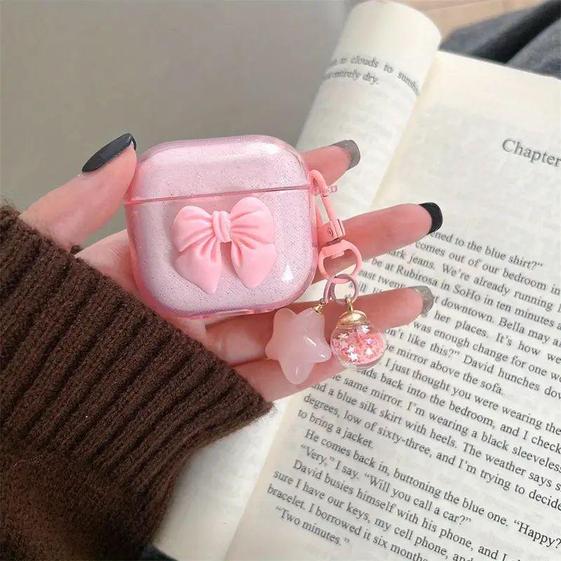 Cute bow creative AirPods apple earphone case wireless bluetooth protective case transparent earphone case