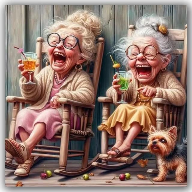 

Наборы для 5D алмазной вышивки «Старомодная бабушка», Счастливые бабушка и дедушка пьют, DIY мозаика, вышивка крестом Full Round 40x40CM