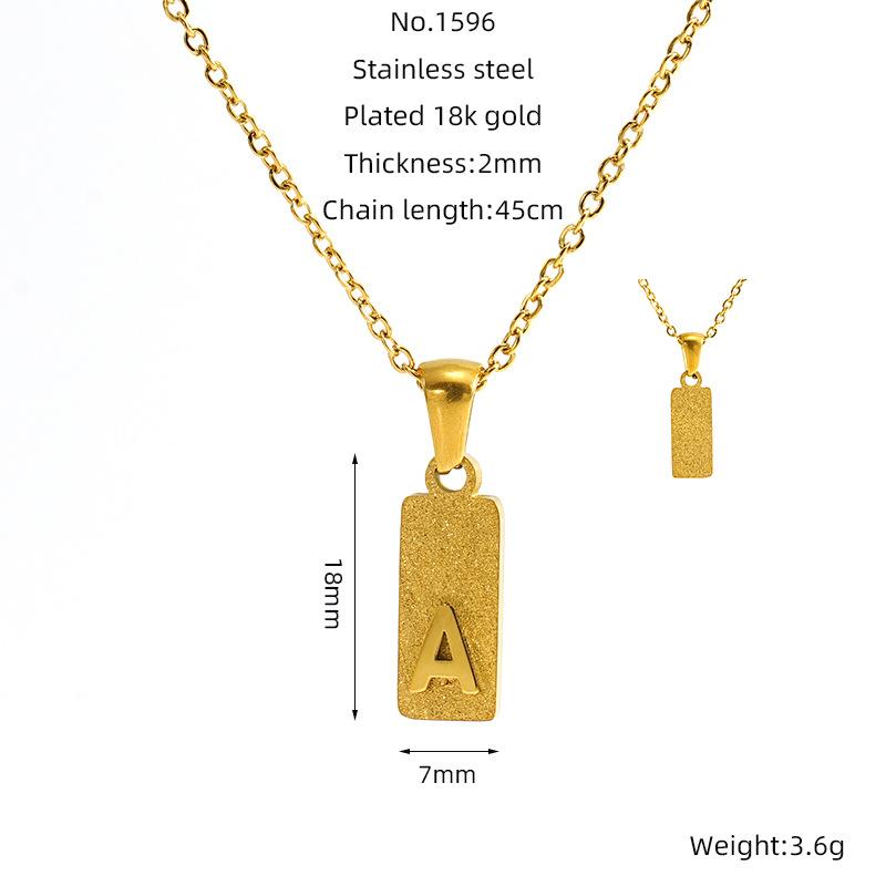 

TEMU26 буквенная квадратная подвеска из нержавеющей стали, цепочка для ключицы, высококлассное простое ожерелье с инициалами