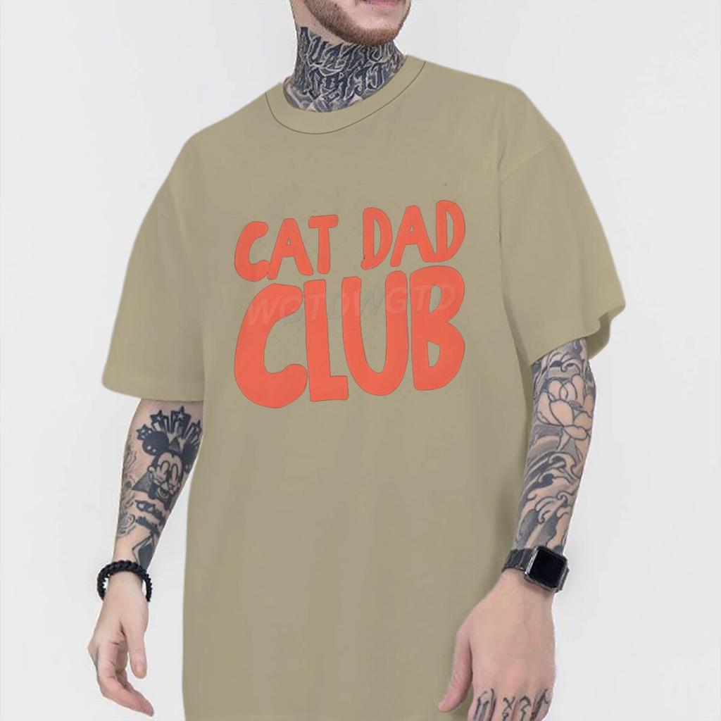 Cotton Mens Clothing Cat Dad Club Print T Shirt High Quality Cotton Male Short Sleeve Streetwear Fun Animal Kitten Tshirts