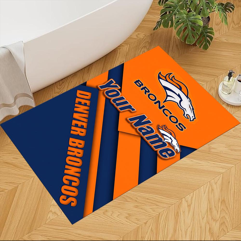 Denver Broncos Logo Customized Name Area Rug Suitable for Foyer Study room Decorate room Dining Room Anti-slip Rug Decorate Offices