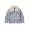 Levis FW22 Casual Solid Color Lamb Wool Collar Loose Denim Jacket Women Jackets Blue A3484-0000