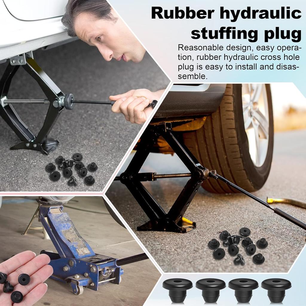 12 Pack Rubber Jack Oil Plug, Hydraulic Jack Oil Plug Flat-Head Rubber Hydraulic Filler Bung for Oil Reservoir Hole Black Jack Plugs Rubber for Oil