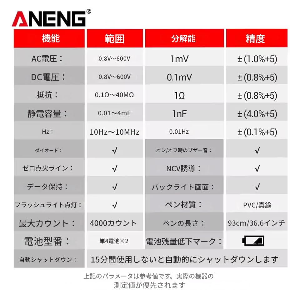 zmart ANENG A3006 Mini Digital 4000 Hz Meter Digital Resistance Continuity Capacitance Frequency Current Diode Small Pocket Electrical AC DC