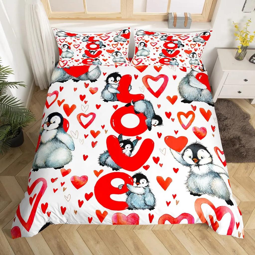 Sada povlaků na peřinu Love QueenSrdcovitý set povlečení Povlak na přikrývku Love HeartPro Dívky a Chlapce Bílý a Černý Povlak na přikrývku Plná velikost